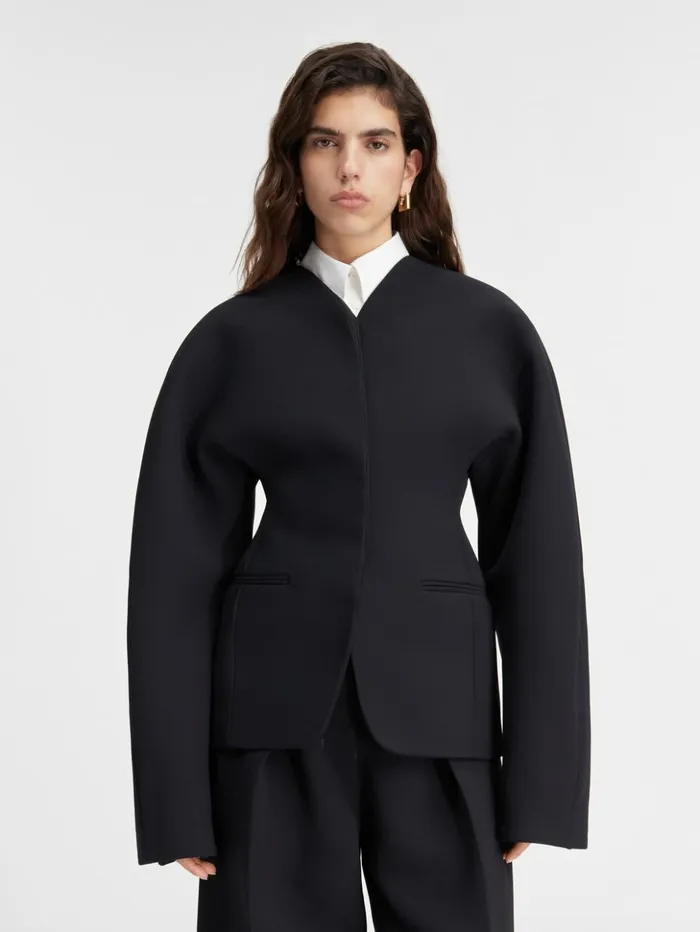 Women Coats and Jackets JACQUEMUS The Ovalo Jacket Black Women Coats and Jackets JACQUEMUS The Ovalo Jacket Black