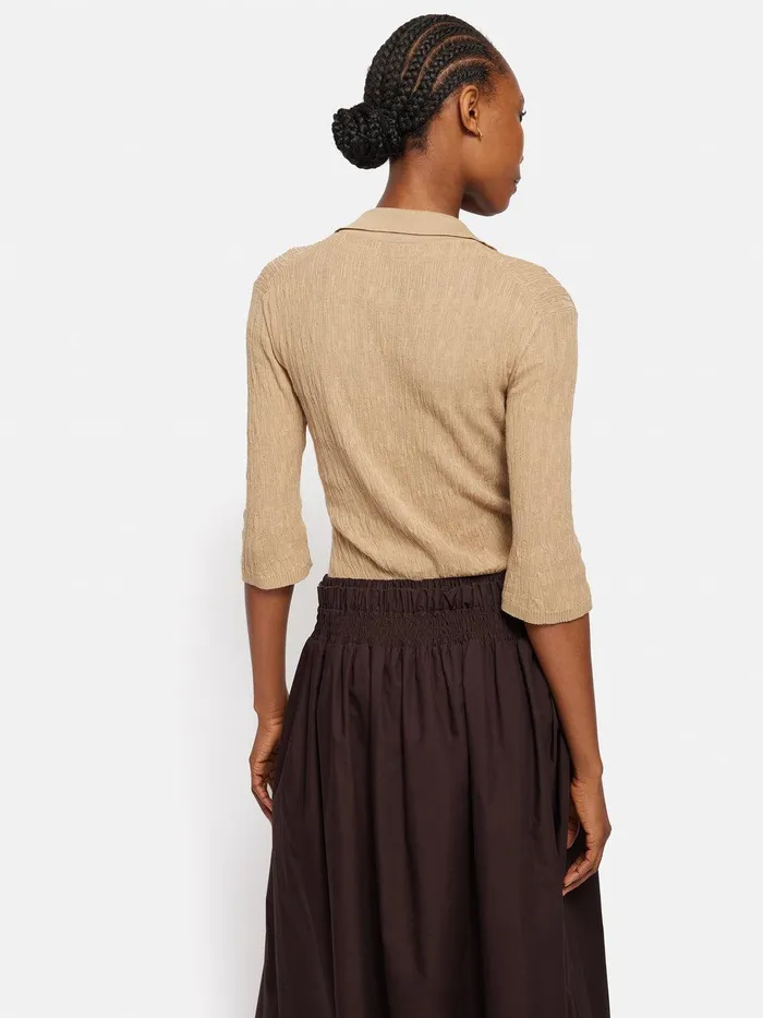 Women Collar Knitted Top Stone Jigsaw Shirts and Tops