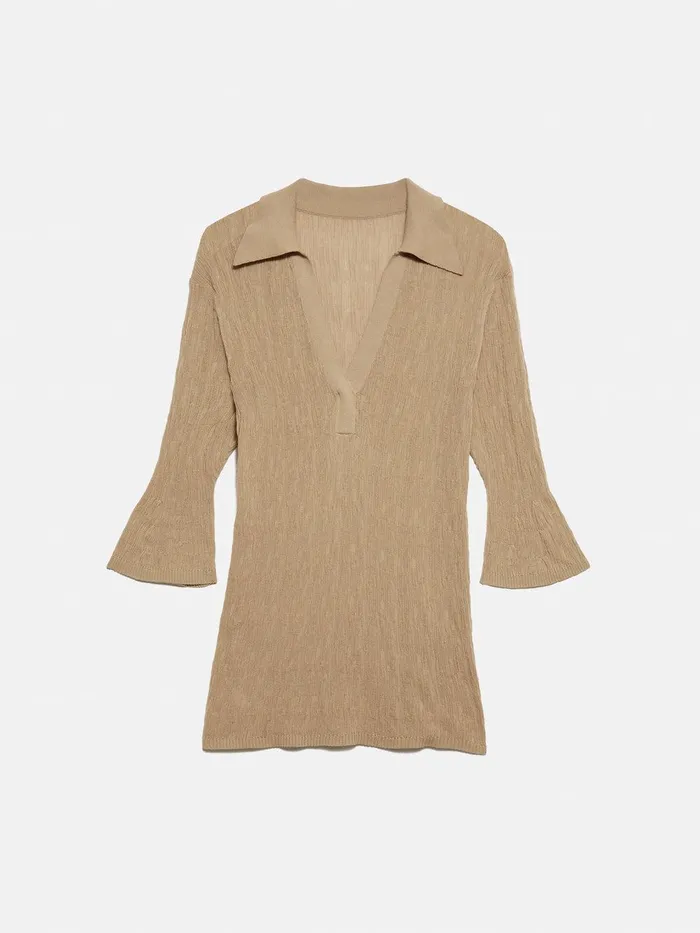 Women Collar Knitted Top Stone Jigsaw Shirts and Tops