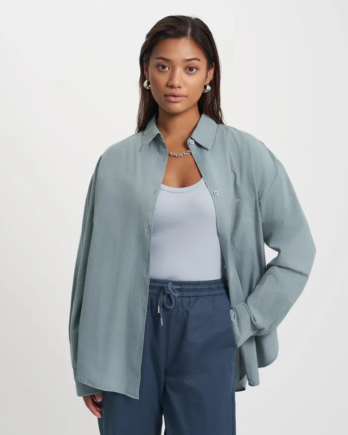 Women Colorfulstandard Organic Oversized Shirt 8211 Lava Grey Shirts