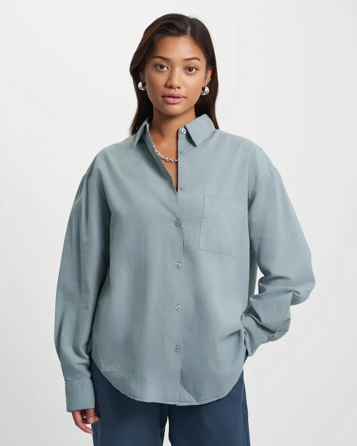 Women Colorfulstandard Organic Oversized Shirt 8211 Lava Grey Shirts
