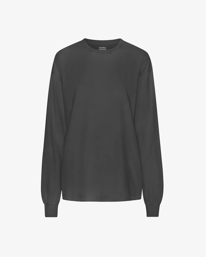 Women Colorfulstandard Oversized Organic LS TShirt 8211 Faded Black Long Sleeve Tops