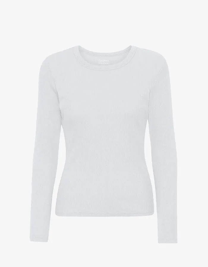 Women Colorfulstandard Women Organic Rib LS TShirt 8211 Optical White Long Sleeve Tops