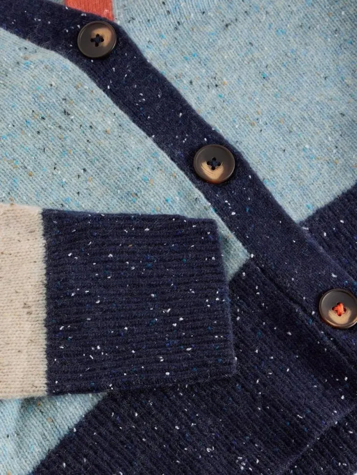 Women COLOURBLOCK NEP CARDI Blue Multi White Stuff Knitwear