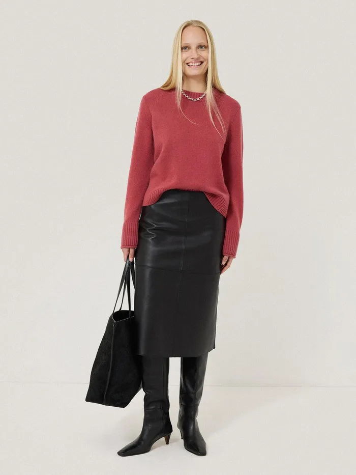 Women Compact Wool Cashmere Blend Jumper Deep Rose Jigsaw Knitwear and Cashmere