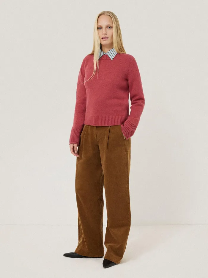 Women Compact Wool Cashmere Blend Jumper Deep Rose Jigsaw Knitwear and Cashmere