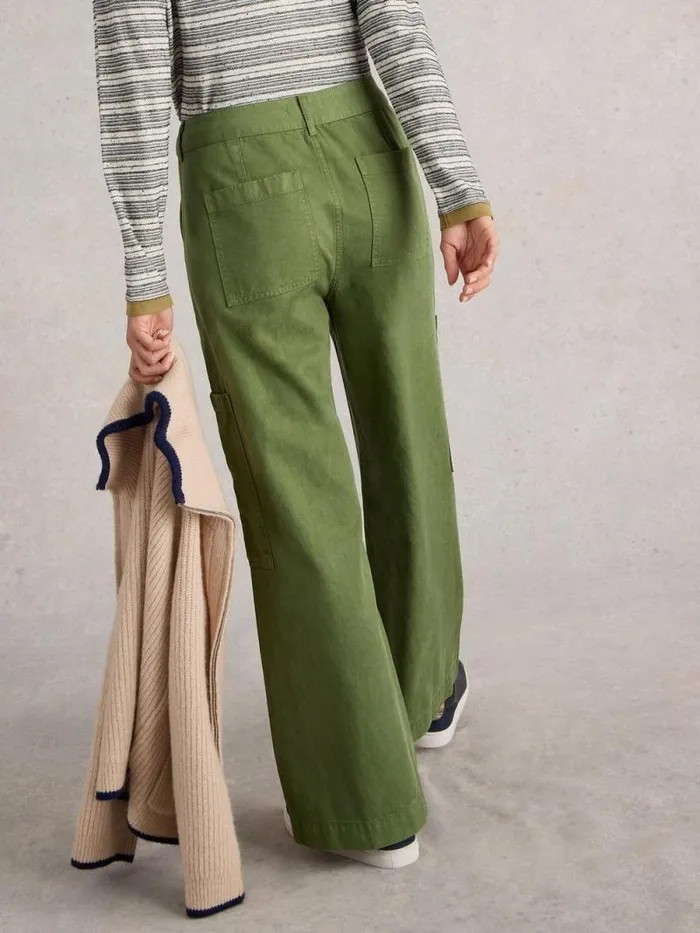 Women Cora Cargo Trouser Dark Green White Stuff Trousers