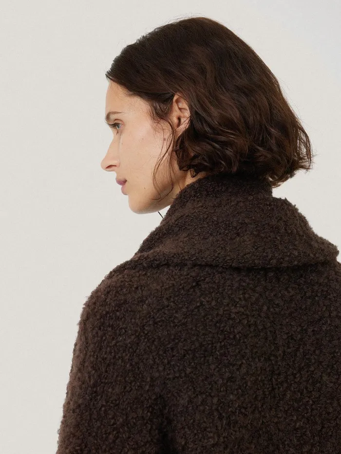 Women Cosy Boucle Scarf Cardi Brown Jigsaw Coords