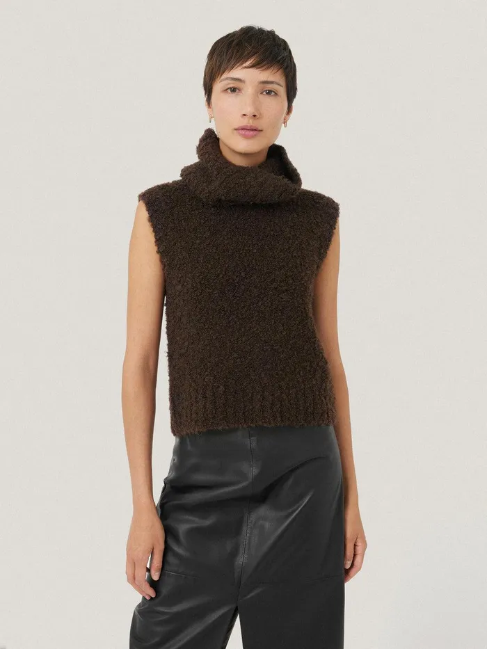 Women Cosy Boucle Tank And Snood Brown Jigsaw Coords