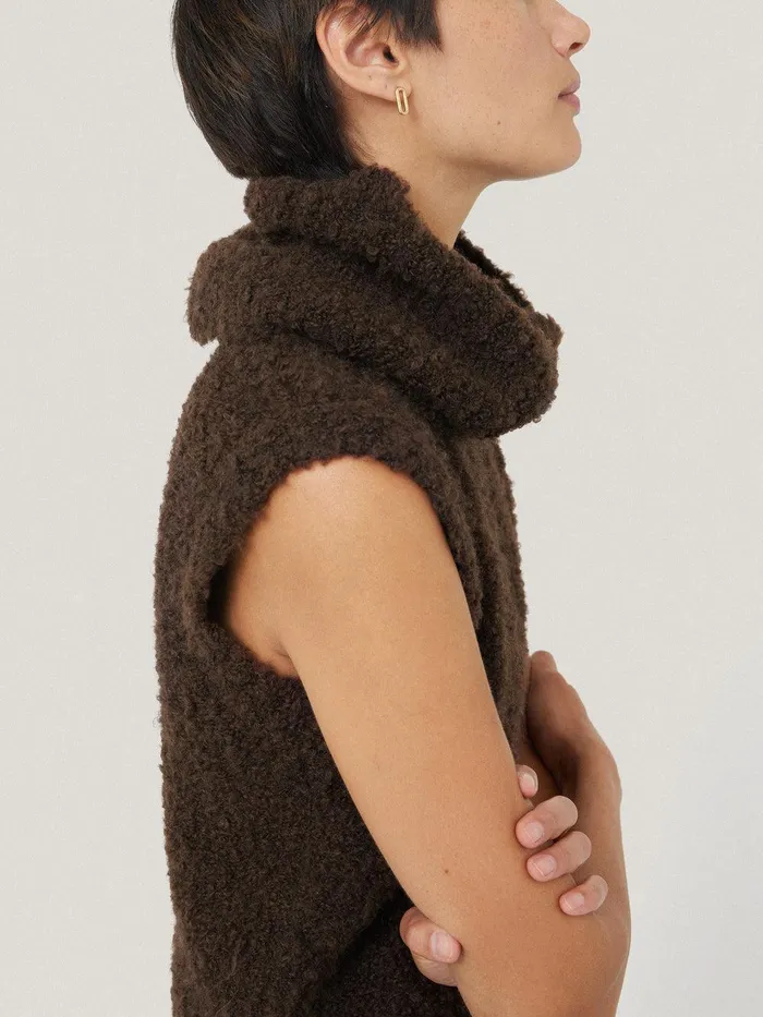 Women Cosy Boucle Tank And Snood Brown Jigsaw Coords