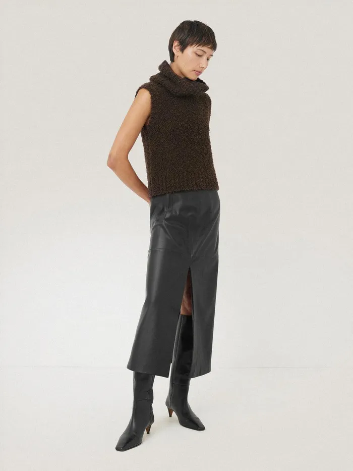 Women Cosy Boucle Tank And Snood Brown Jigsaw Coords