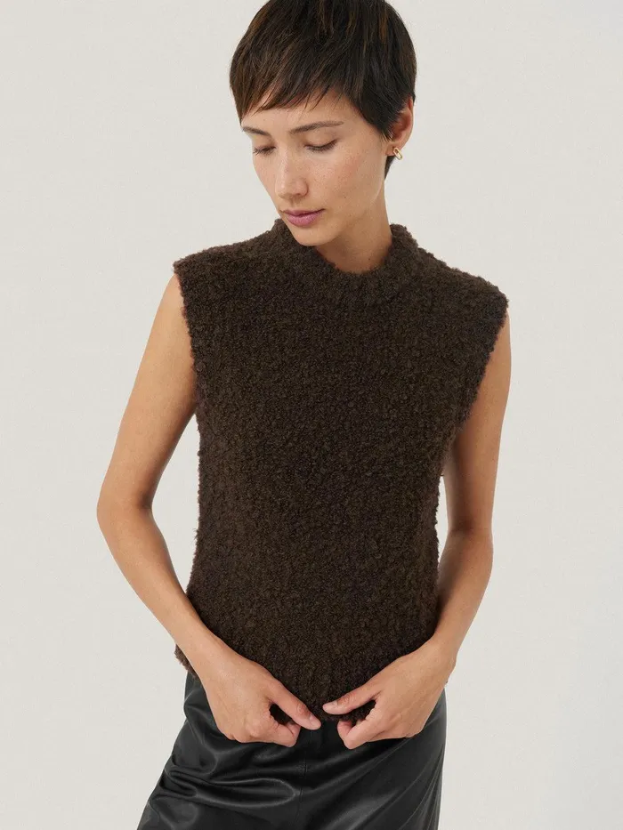 Women Cosy Boucle Tank And Snood Brown Jigsaw Coords