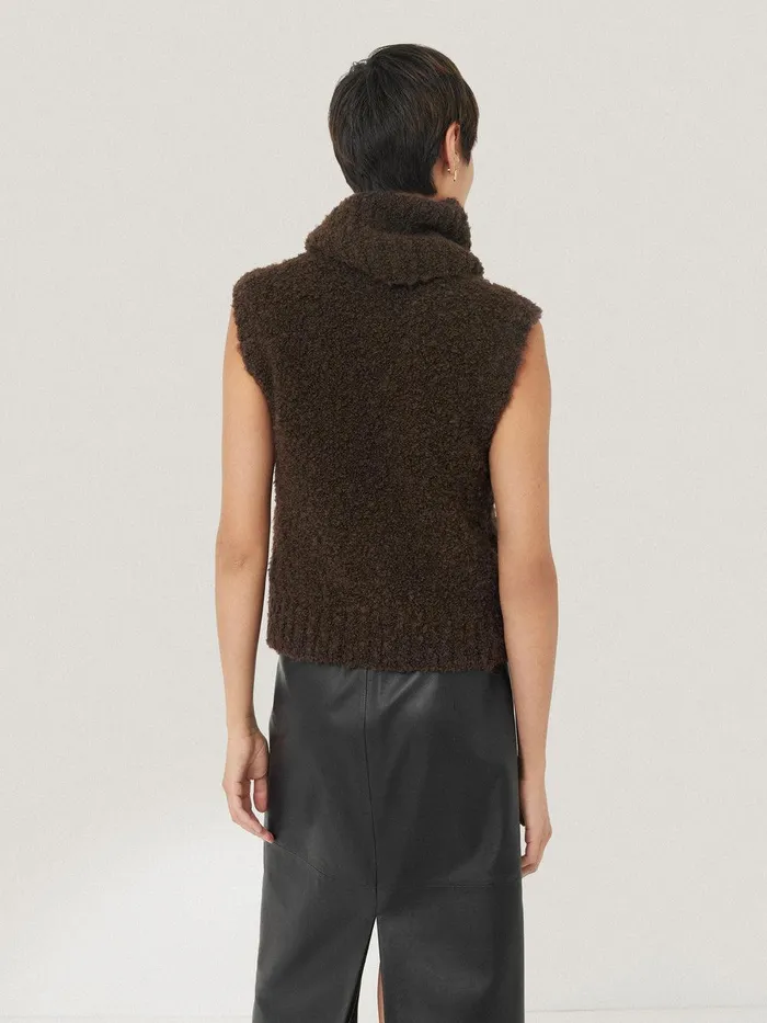Women Cosy Boucle Tank And Snood Brown Jigsaw Coords