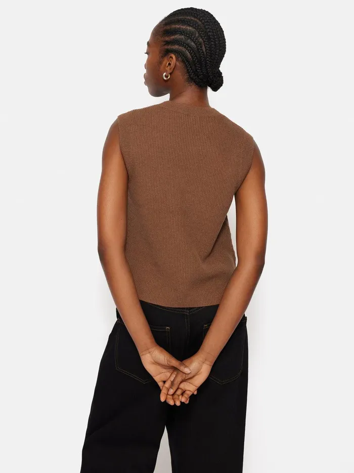 Women Cotton Blend Crew Tank Toffee Jigsaw Knitwear and Cashmere