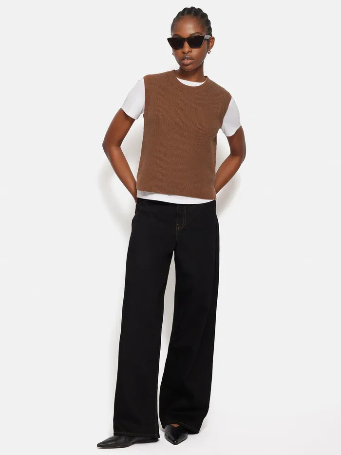 Women Cotton Blend Crew Tank Toffee Jigsaw Knitwear and Cashmere