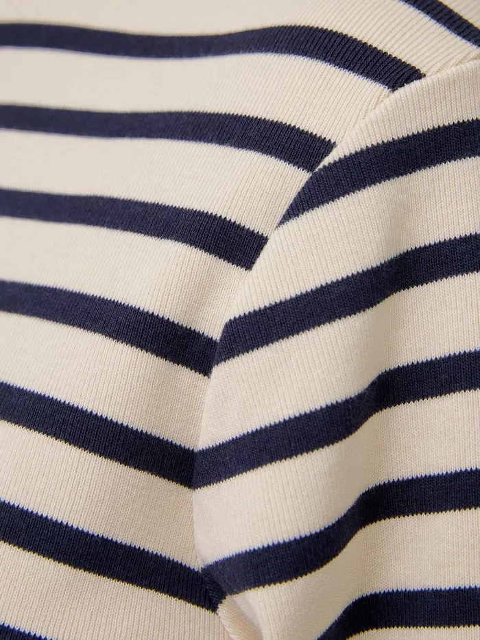 Women Cotton Stripe Sweatshirt Navy Jigsaw Shirts and Tops