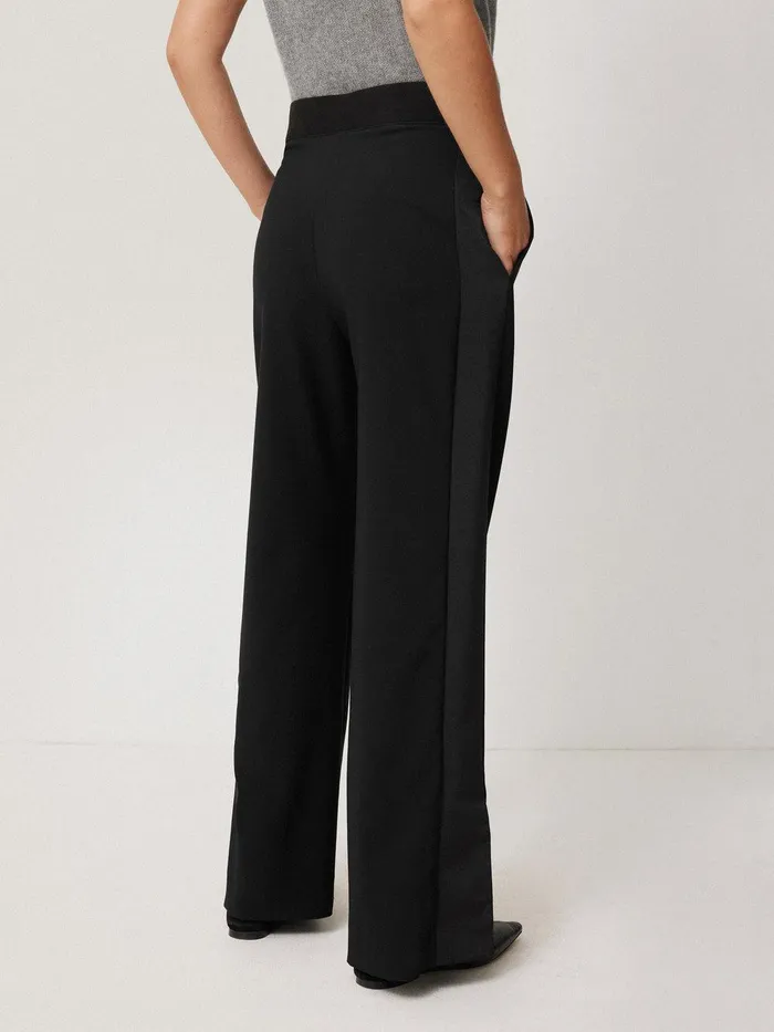 Women Crepe Split Hem Jogger Black Jigsaw Trousers