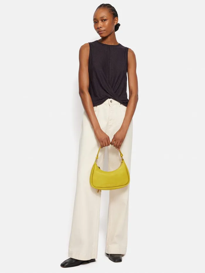 Women Crescent Bag Small Yellow Jigsaw Bags