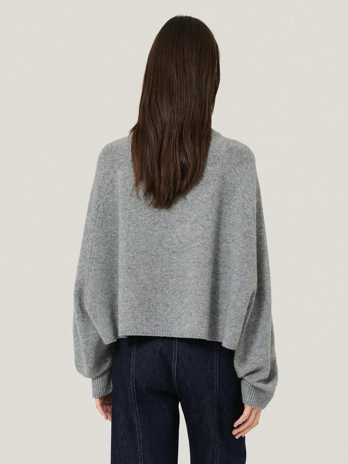 Women Crew Neck Poncho Jumper Grey Jigsaw Knitwear and Cashmere