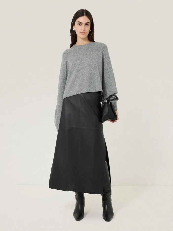 Women Crew Neck Poncho Jumper Grey Jigsaw Knitwear and Cashmere