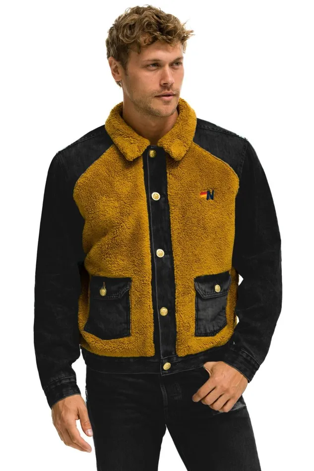 Women Denim Aviator Nation ASPEN SHERPA UNISEX DENIM JACKET 8211 BLACK HONEY Women Denim Aviator Nation ASPEN SHERPA UNISEX DENIM JACKET 8211 BLACK HONEY