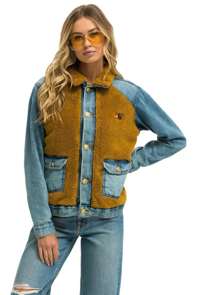 Women Denim Aviator Nation ASPEN SHERPA UNISEX DENIM JACKET 8211 MEDIUM VINTAGE Women Denim Aviator Nation ASPEN SHERPA UNISEX DENIM JACKET 8211 MEDIUM VINTAGE