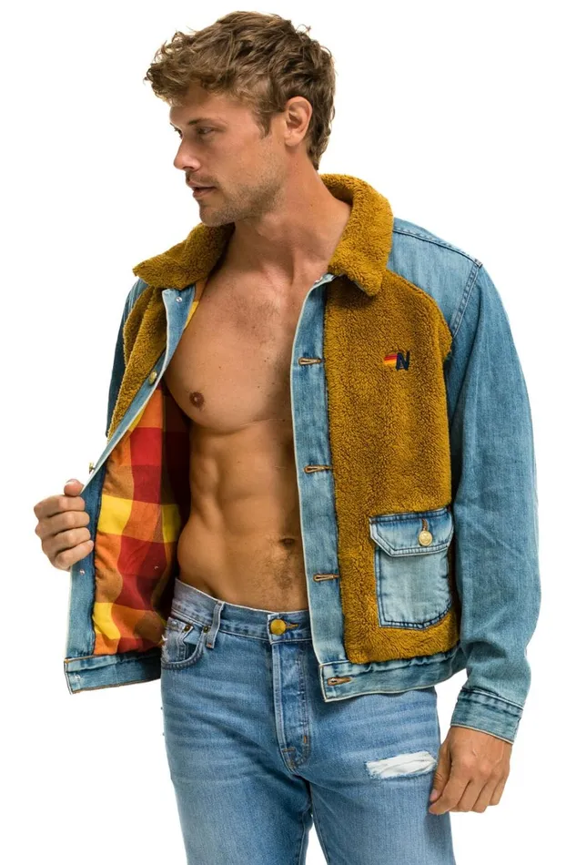 Women Denim Aviator Nation ASPEN SHERPA UNISEX DENIM JACKET 8211 MEDIUM VINTAGE Women Denim Aviator Nation ASPEN SHERPA UNISEX DENIM JACKET 8211 MEDIUM VINTAGE