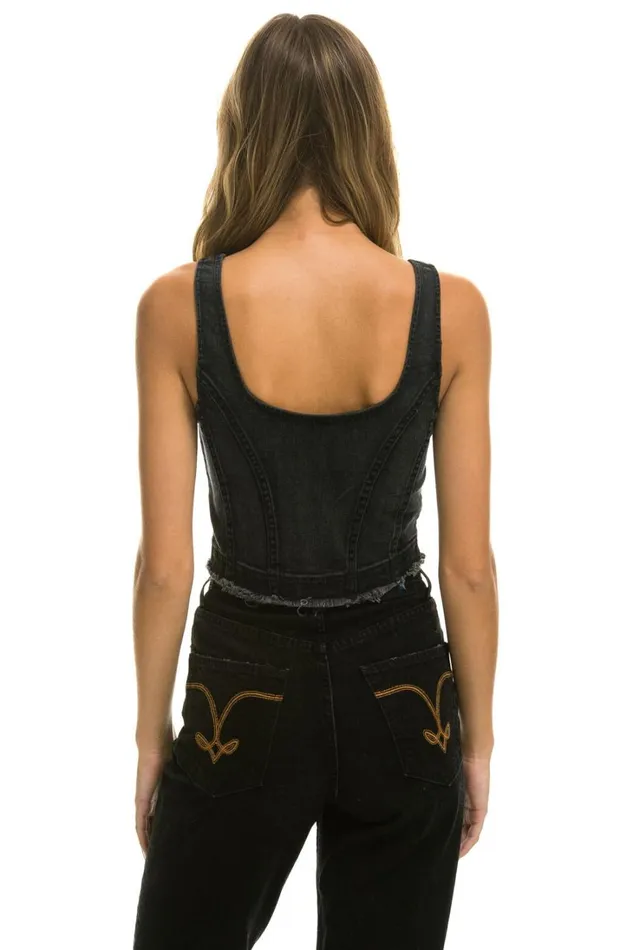 Women Denim Aviator Nation DENIM TOP ZIP FRONT BUSTIER 8211 VINTAGE BLACK Women Denim Aviator Nation DENIM TOP ZIP FRONT BUSTIER 8211 VINTAGE BLACK