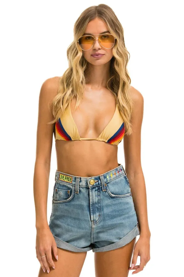 Women Denim Aviator Nation HI RISE ROCKER LIVE FREE BOLT JEAN SHORTS 8211 VINTAGE