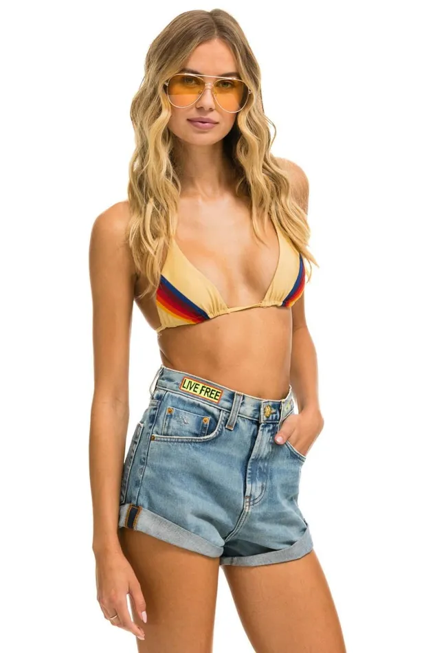 Women Denim Aviator Nation HI RISE ROCKER LIVE FREE BOLT JEAN SHORTS 8211 VINTAGE
