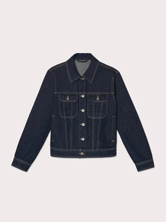 Women Denim Trucker Jacket Indigo Jigsaw Denim
