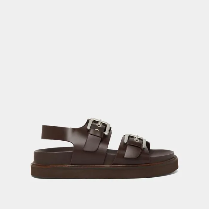 Women Double Buckle Sandals Dark Brown JONAK Sandals