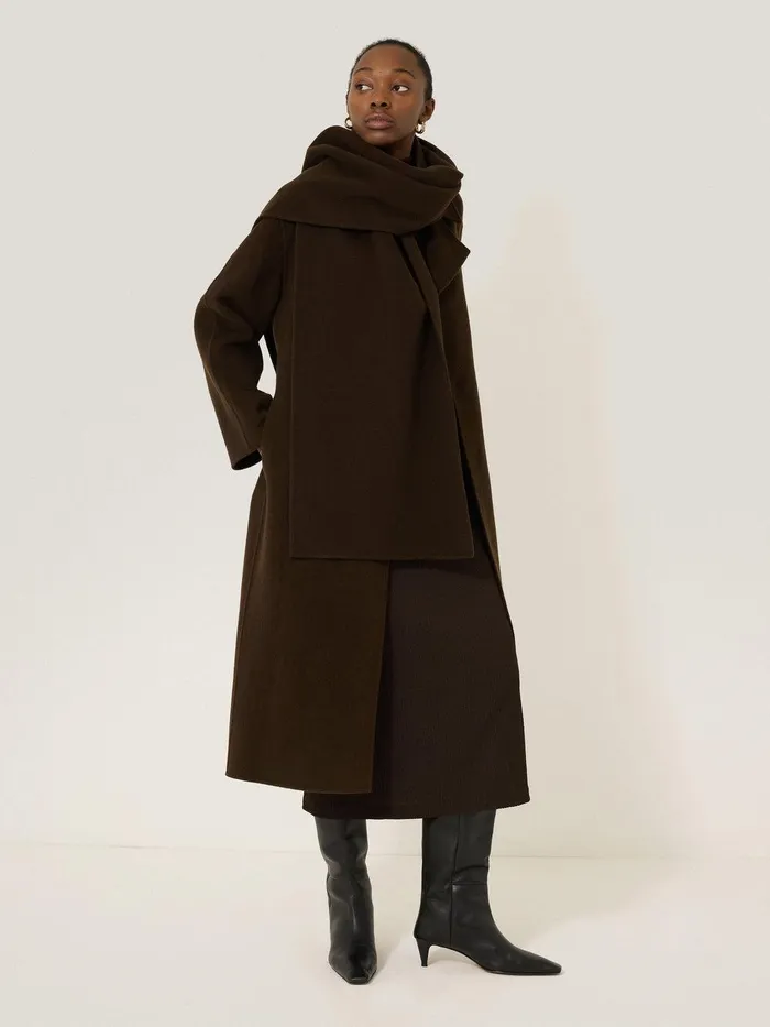 Women Double Faced Woven Scarf Chocolate Jigsaw Ponchos and Scarves