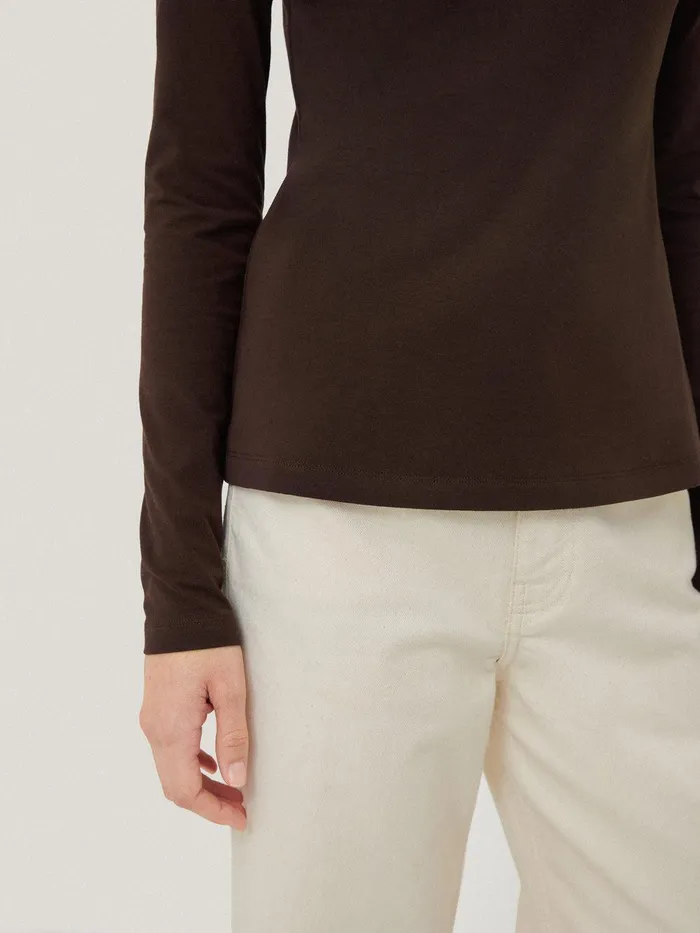 Women Double Front Ballet Neck Top Brown Jigsaw Pyjamas and Loungewear