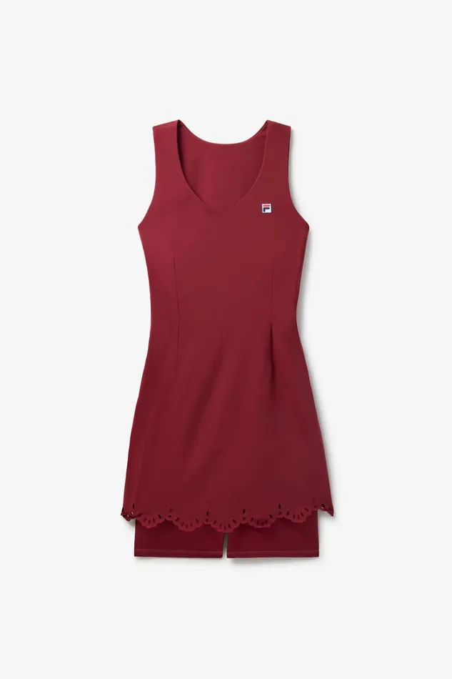 Women Dresses and Skirts Fila Lasercut Dress 600 Cabernet