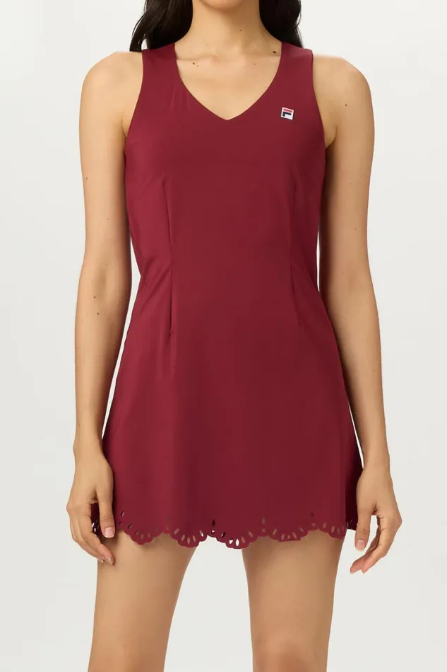 Women Dresses and Skirts Fila Lasercut Dress 600 Cabernet Women Dresses and Skirts Fila Lasercut Dress 600 Cabernet