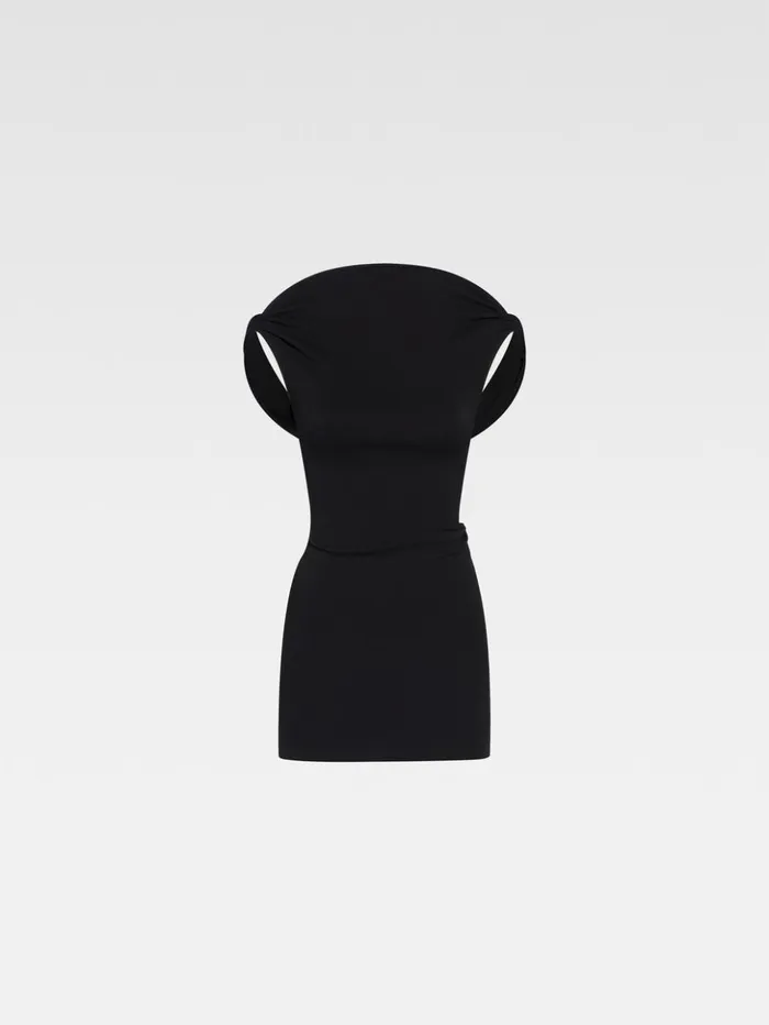 Women Dresses and Skirts JACQUEMUS The Bordo Mini Dress Black Women Dresses and Skirts JACQUEMUS The Bordo Mini Dress Black