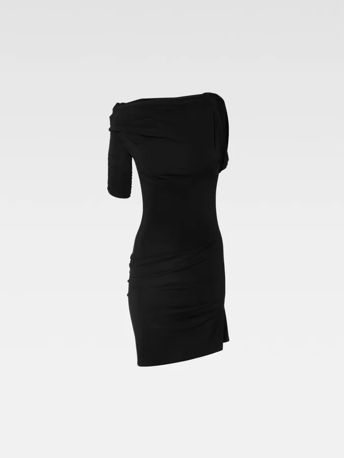 Women Dresses and Skirts JACQUEMUS The Drapeado Mini Dress Black Women Dresses and Skirts JACQUEMUS The Drapeado Mini Dress Black