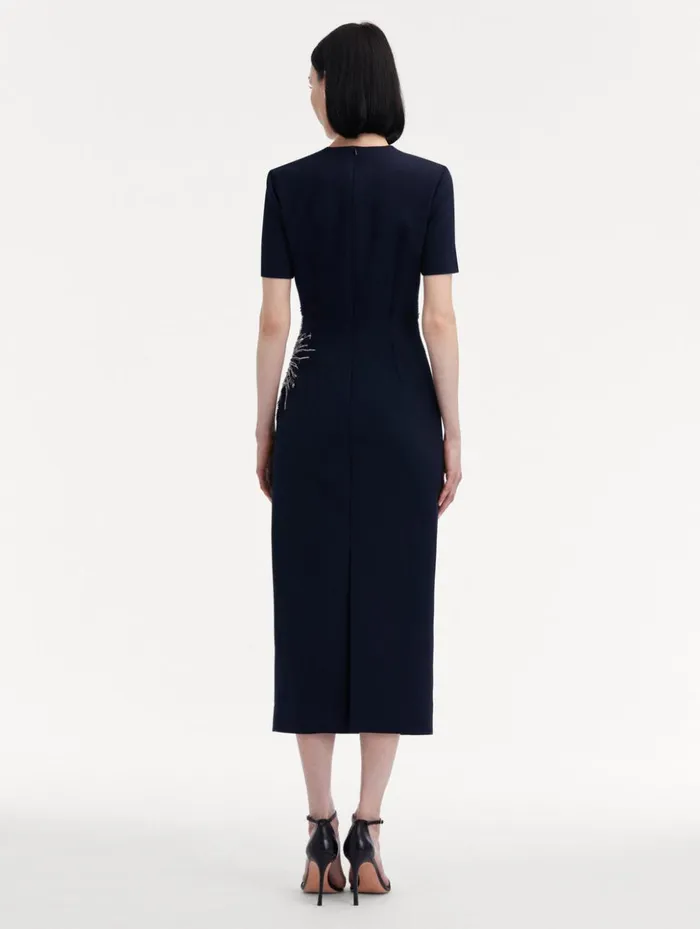 Women Dresses Oscar De La Renta Chrysanthemum Crystal Embroidered Pencil Dress Navy Women Dresses Oscar De La Renta Chrysanthemum Crystal Embroidered Pencil Dress Navy
