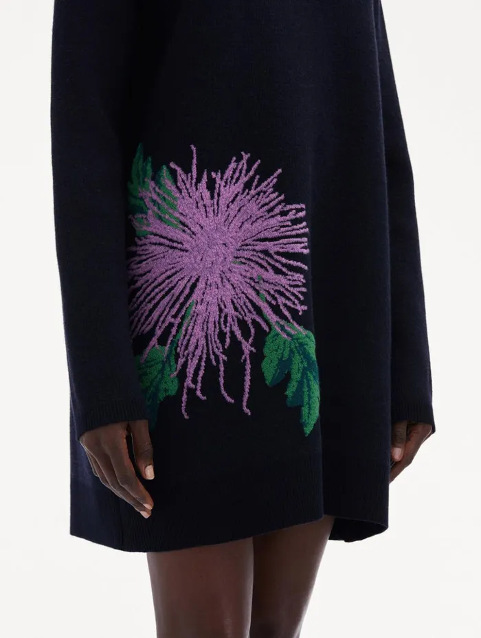 Women Dresses Oscar De La Renta Chrysanthemum Jacquard Tunic Dress Purple Navy Women Dresses Oscar De La Renta Chrysanthemum Jacquard Tunic Dress Purple Navy