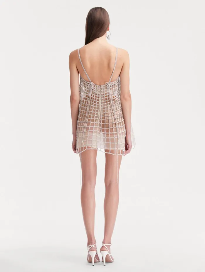 Women Dresses Oscar De La Renta Crystal Grid Trapeze Dress Crystal Women Dresses Oscar De La Renta Crystal Grid Trapeze Dress Crystal