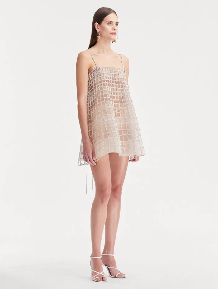 Women Dresses Oscar De La Renta Crystal Grid Trapeze Dress Crystal Women Dresses Oscar De La Renta Crystal Grid Trapeze Dress Crystal