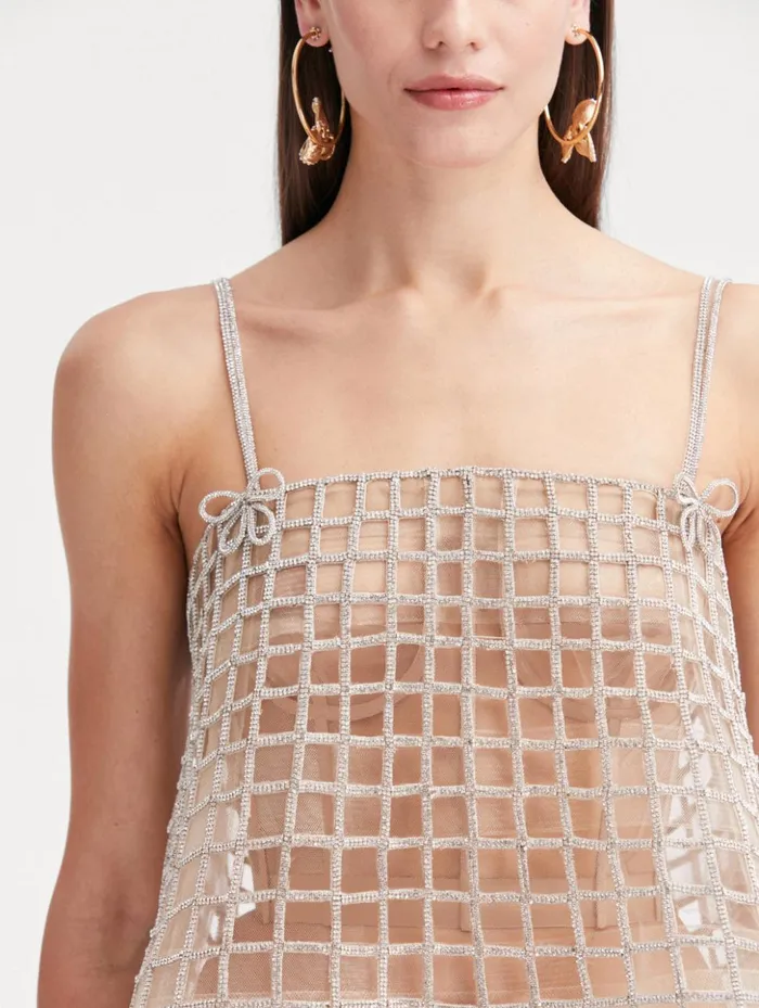 Women Dresses Oscar De La Renta Crystal Grid Trapeze Dress Crystal Women Dresses Oscar De La Renta Crystal Grid Trapeze Dress Crystal