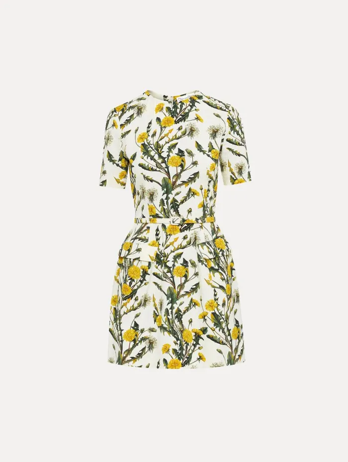 Women Dresses Oscar De La Renta Dandelion Cotton Cloqu Dress Yellow Ivory