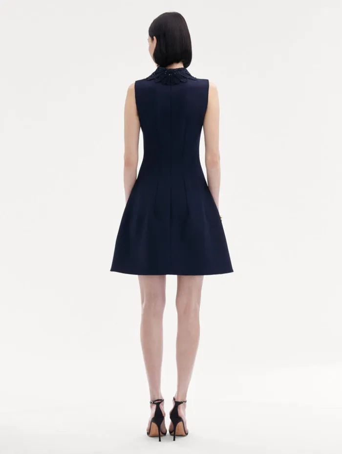 Women Dresses Oscar De La Renta Fern Collar ZipFront Dress Navy Women Dresses Oscar De La Renta Fern Collar ZipFront Dress Navy