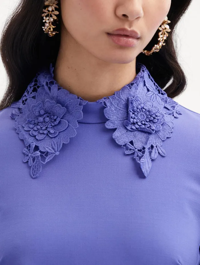 Women Dresses Oscar De La Renta Floral Guipure Collar Mini Dress Crocus Women Dresses Oscar De La Renta Floral Guipure Collar Mini Dress Crocus