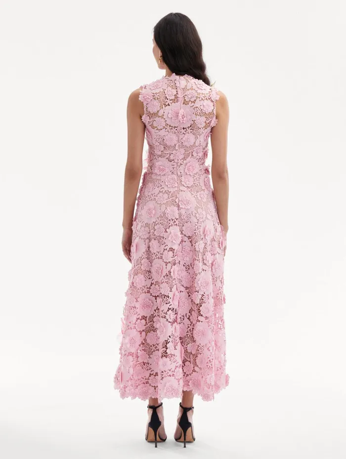 Women Dresses Oscar De La Renta Hibiscus Embroidered Guipure Dress Soft Pink Women Dresses Oscar De La Renta Hibiscus Embroidered Guipure Dress Soft Pink