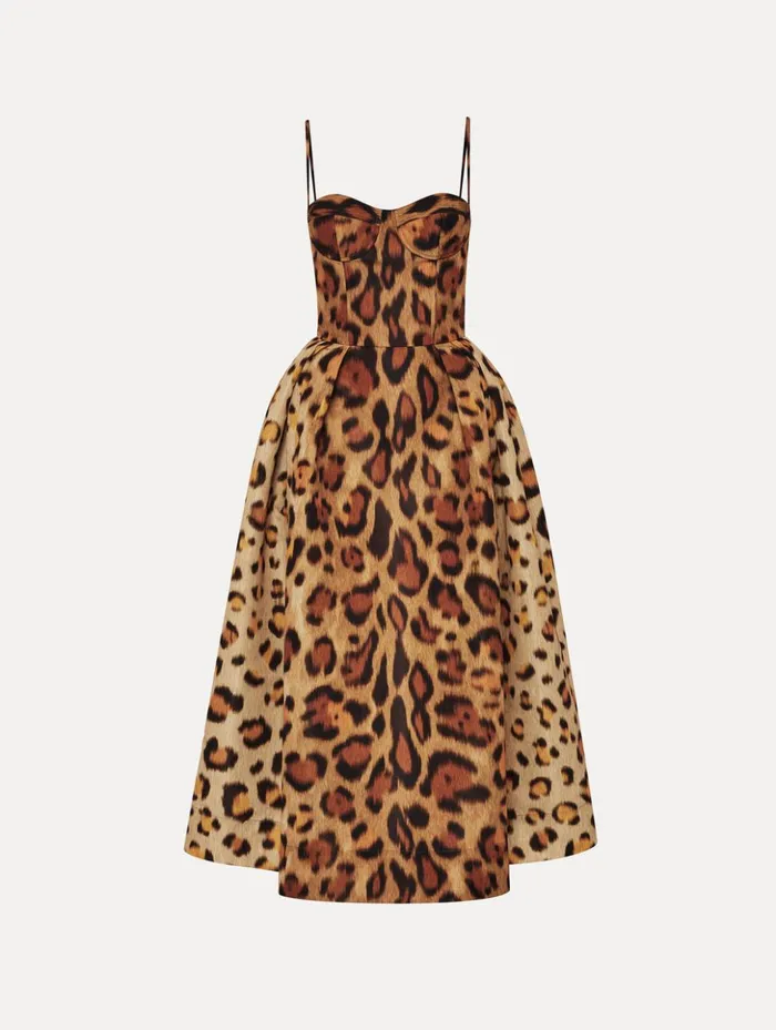 Women Dresses Oscar De La Renta Jaguar Faille Cocktail Dress Beige Multi