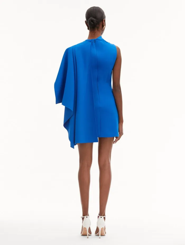 Women Dresses Oscar De La Renta One Shoulder Cape Dress Lapis Women Dresses Oscar De La Renta One Shoulder Cape Dress Lapis
