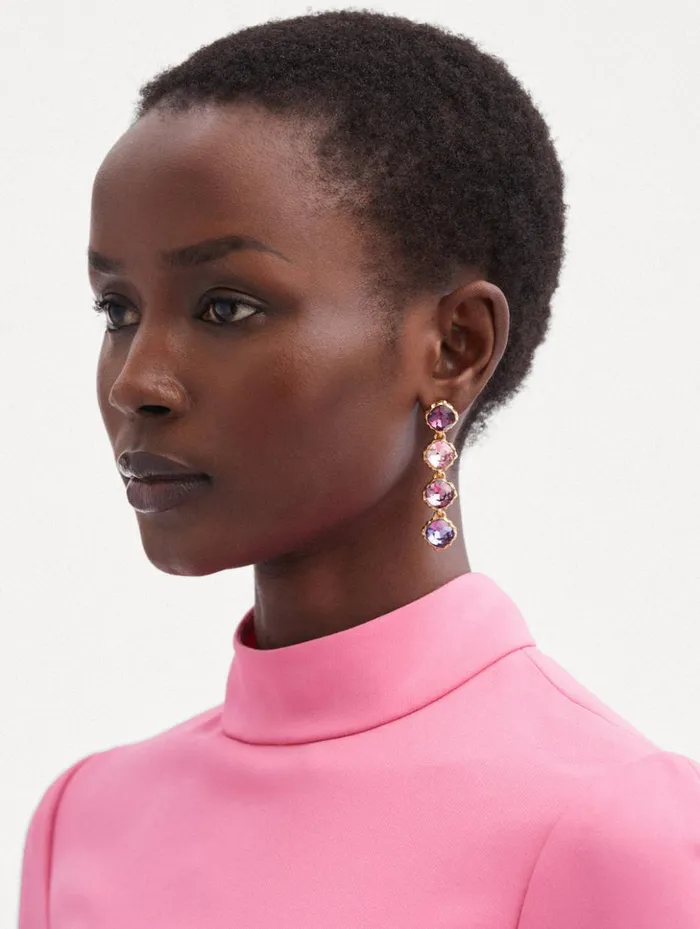 Women Earrings Oscar De La Renta Classic Crystal Strand Earrings Amethyst Multi